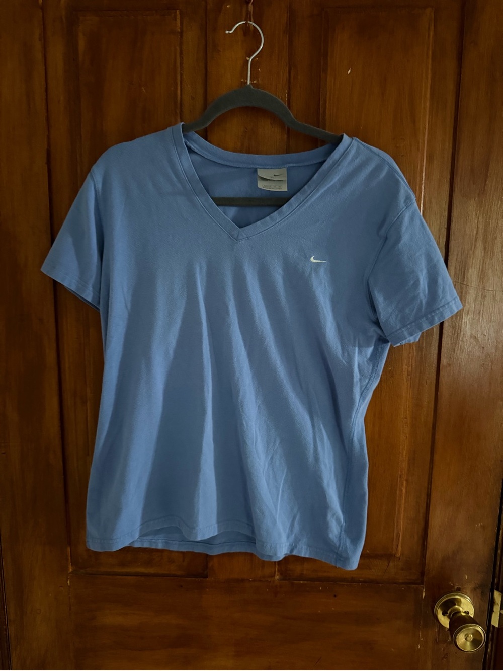 Nike Light Blue V-Neck Short Sleeve Tee with Swoosh